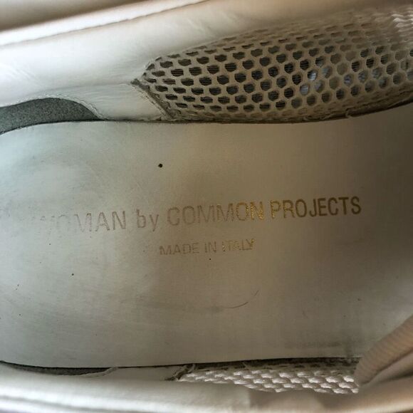 Women by Common Projects Achilles Mesh-Trimmed Leather White Lace Up Sneakers - Picture 11 of 14